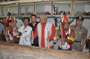 The Governor of Arunachal Pradesh Shri P.B. Acharya in the Nocte Heritage Centre, Kheti Village, near Khonsa in Tirap District on 30th August 2017 